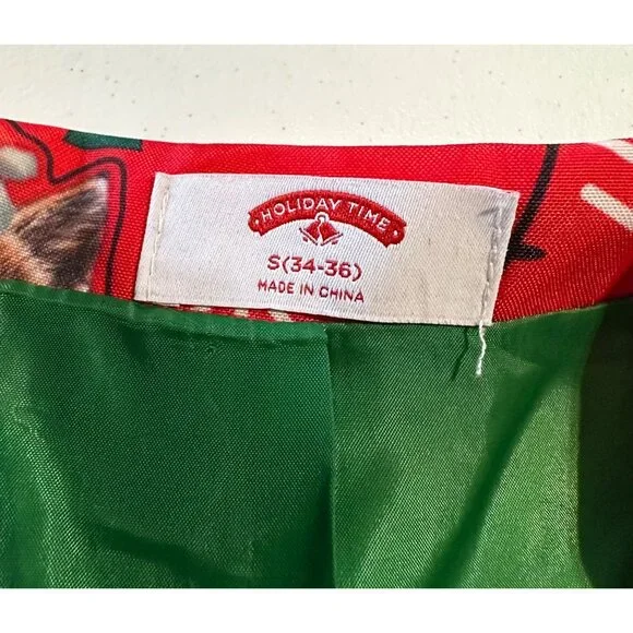 Holiday Time Men’s Christmas Cat Blazer & Tie Set Red Small Funny Novelty Quirky - Picture 7 of 9